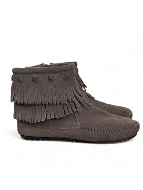 Minnetonka Suede Fringe Ankle Boots Boho Western Women’s 7.5